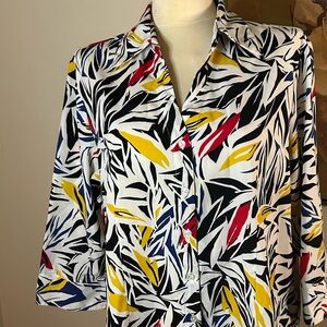 Colorful Leaf Print Blouse